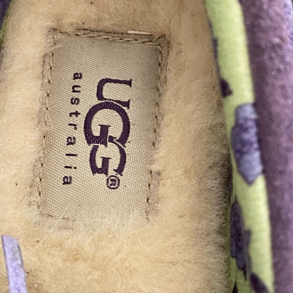 Ugg Australia Girls Sz 1 Purple Leather Lined Mocassin Slippers - Picture 7 of 16